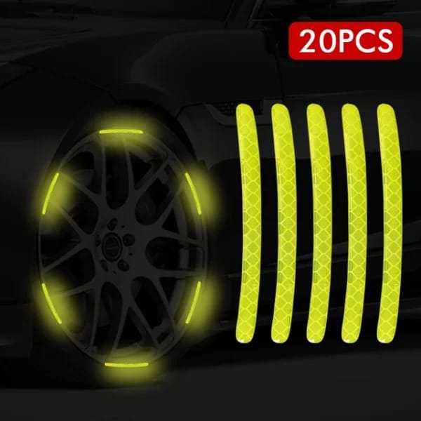 20pcs) Wheel Center Reflective Stickers Stripe | Wheel Hub Sticker For Car, Bicycle, Motorcycle | Car Warning Sticker
